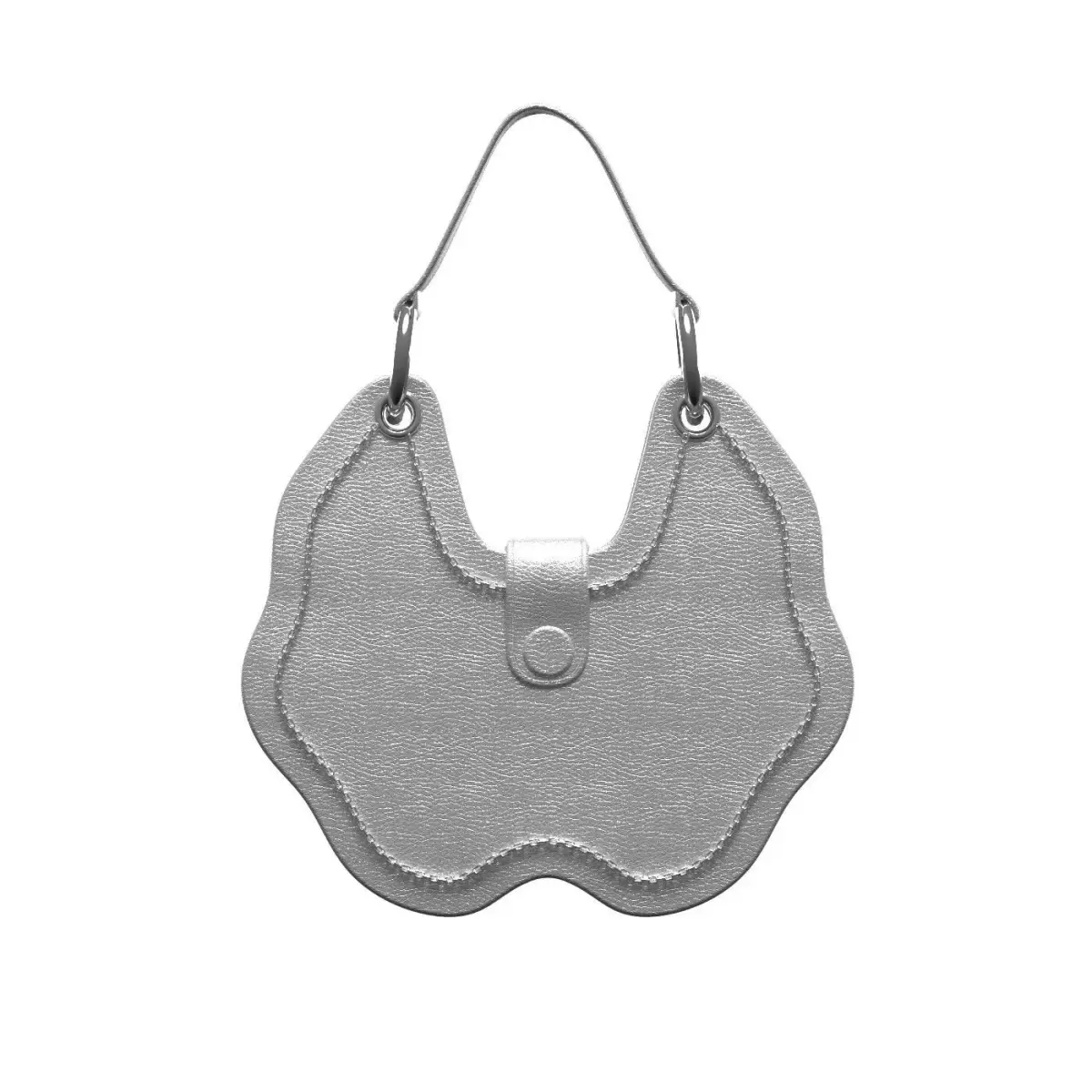Silver Leather Mini Flap Bag 3D model