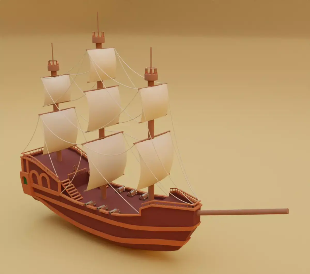 Stylized water ship 3D model for game 3D model