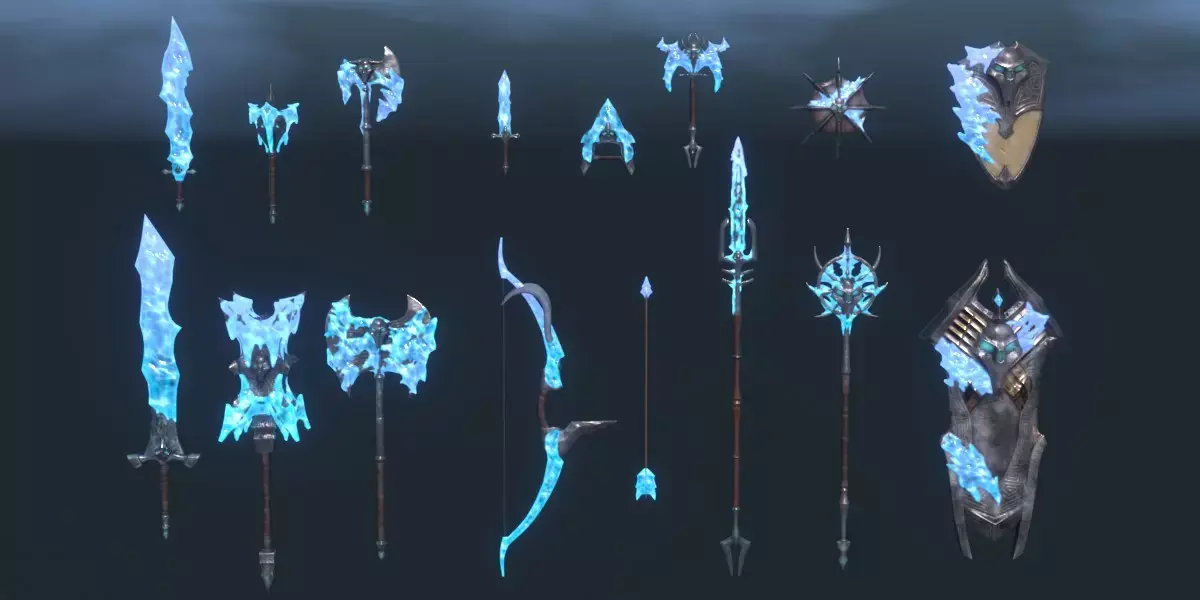 Fantasy Ice Weapon Set Free 3D model