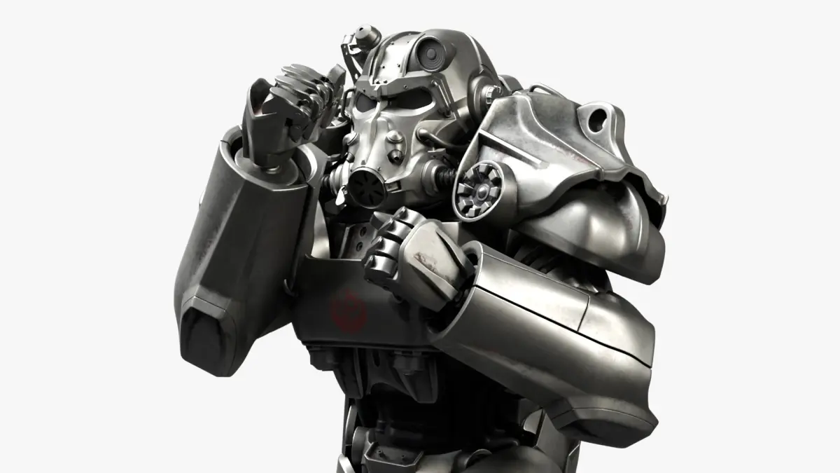 T 60 Power Armor Fallout with Rifle Rigged 3D model