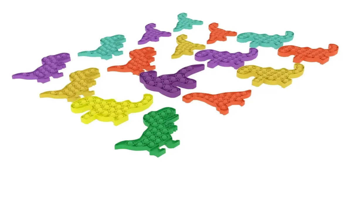 Dinosaur Pop It Fidget Toys Set 3D model
