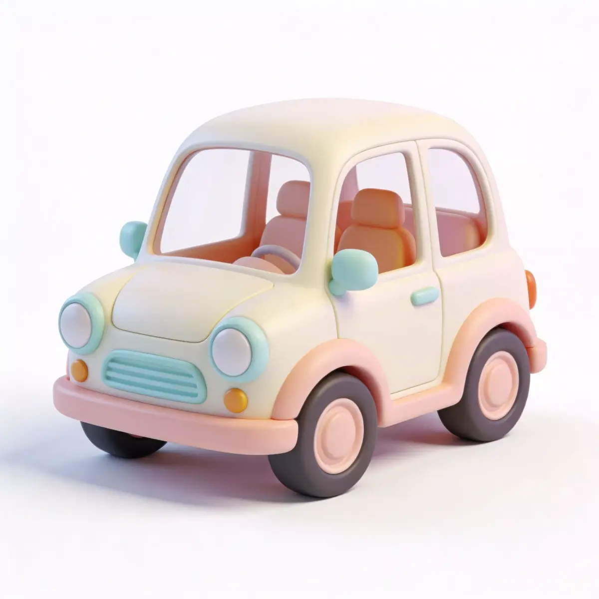 Stylized Pastel Cartoon Car 3D Model Low-poly 3D model
