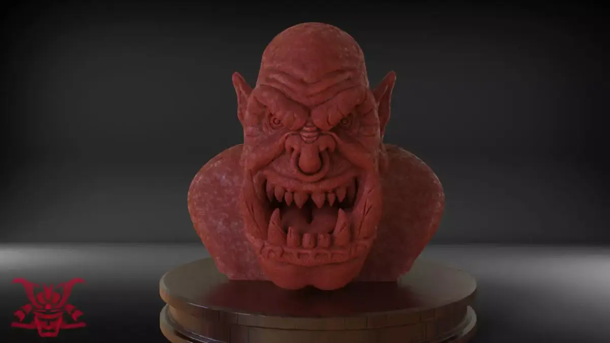 Orc Bust Eyes and Ears Part 2 Timelapse and Model 3D print model