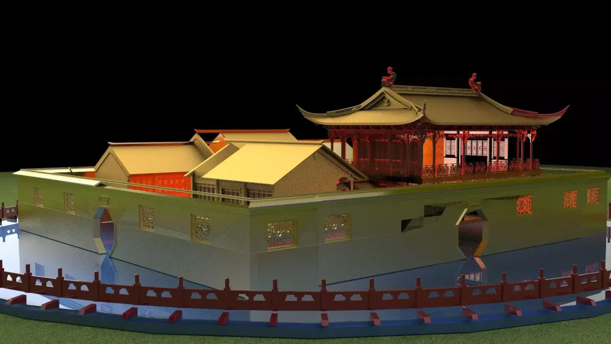 Chinese ancient courtyard house  3D model purchase