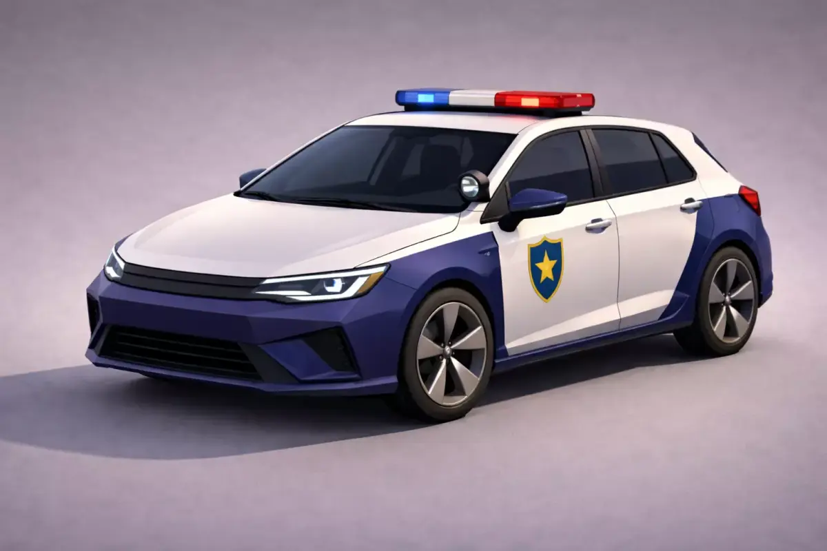 Low Poly Modern Police Car Vehicle Model PBR Texture Low-poly 3D model