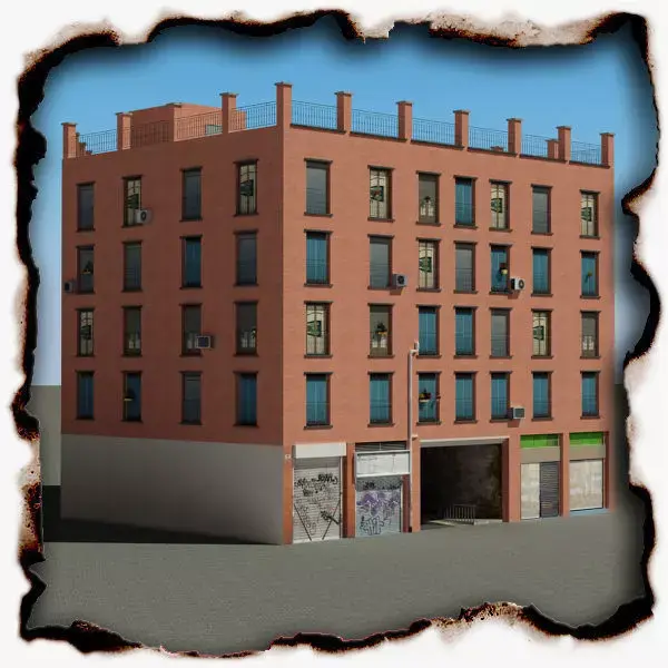 Building in shape of triangle Low-poly 3D model