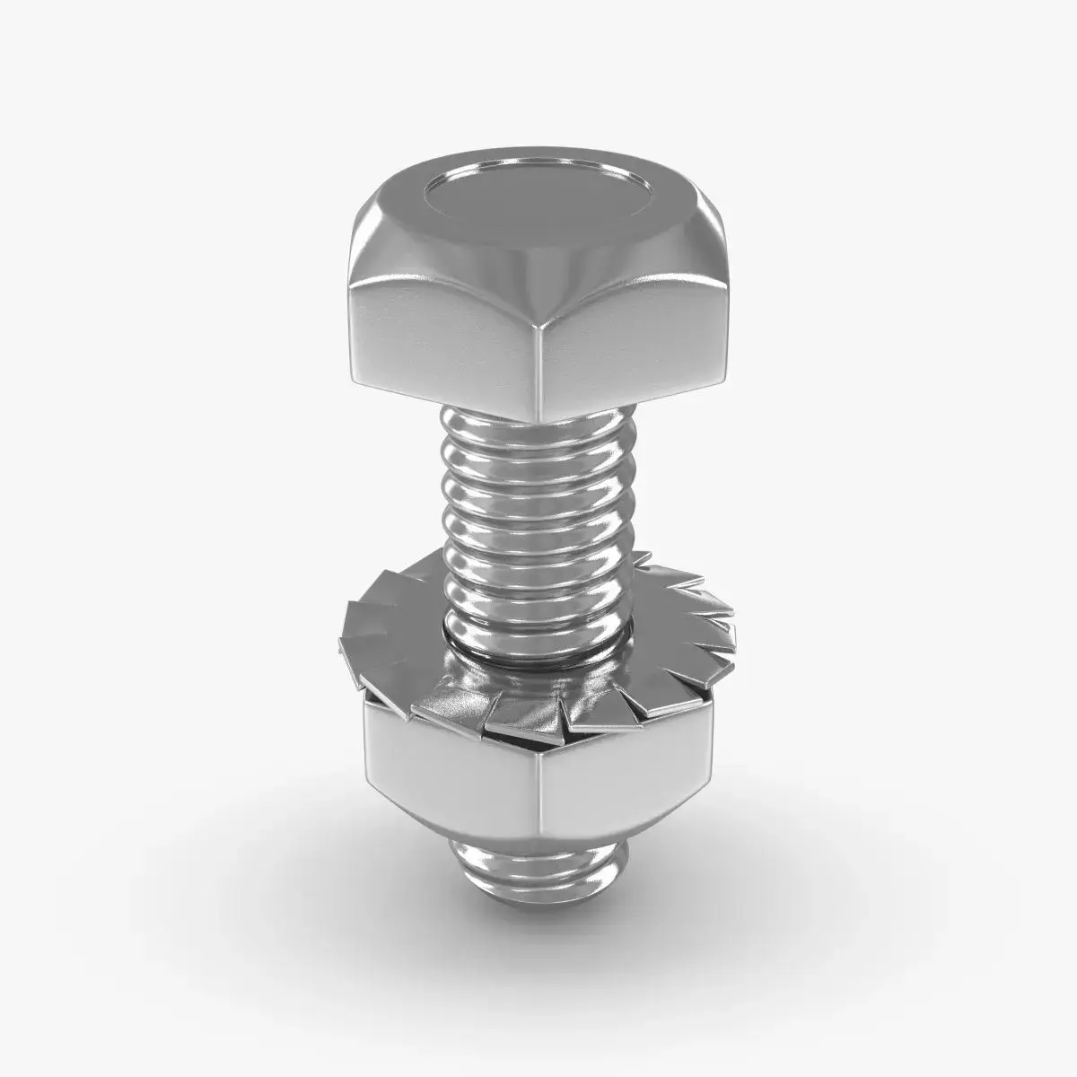 Screw nut and bolt Low-poly 3D model