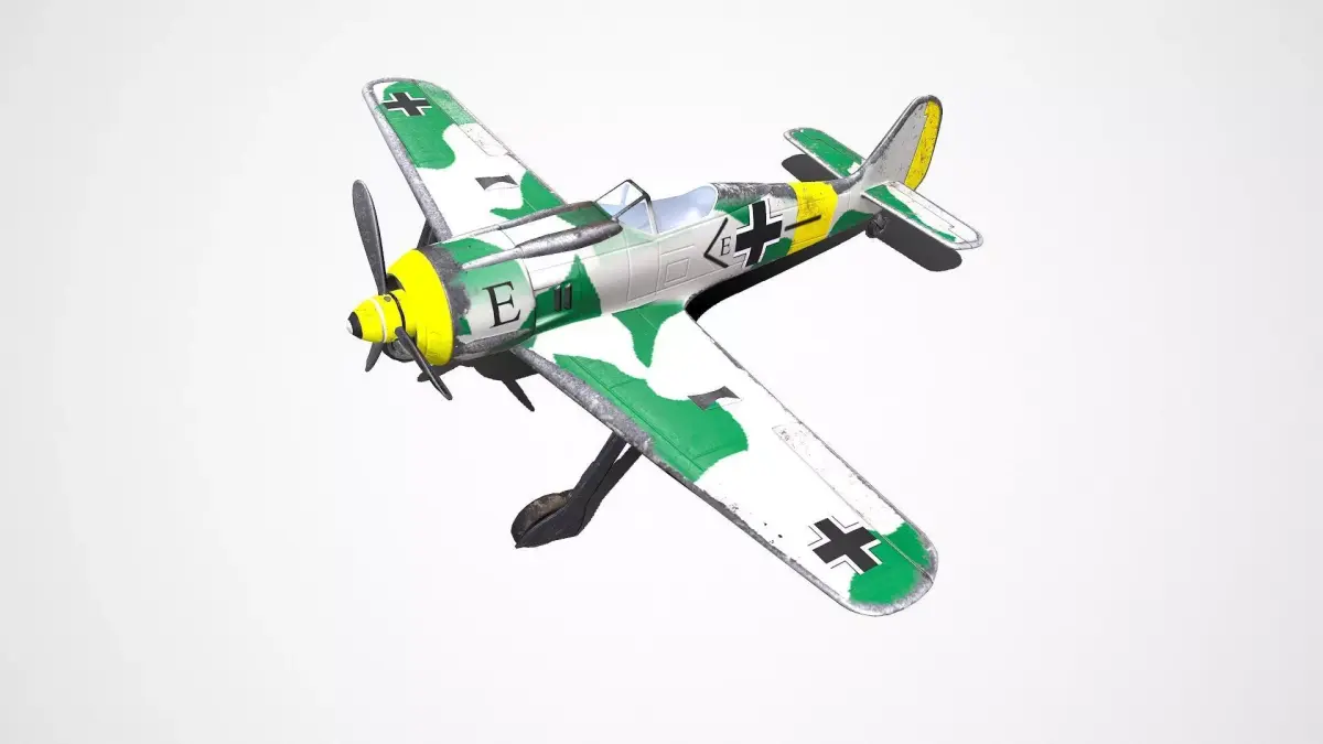 Focke-Wulf Fw 190 German WW1 Fighter Plane Low-poly 3D model