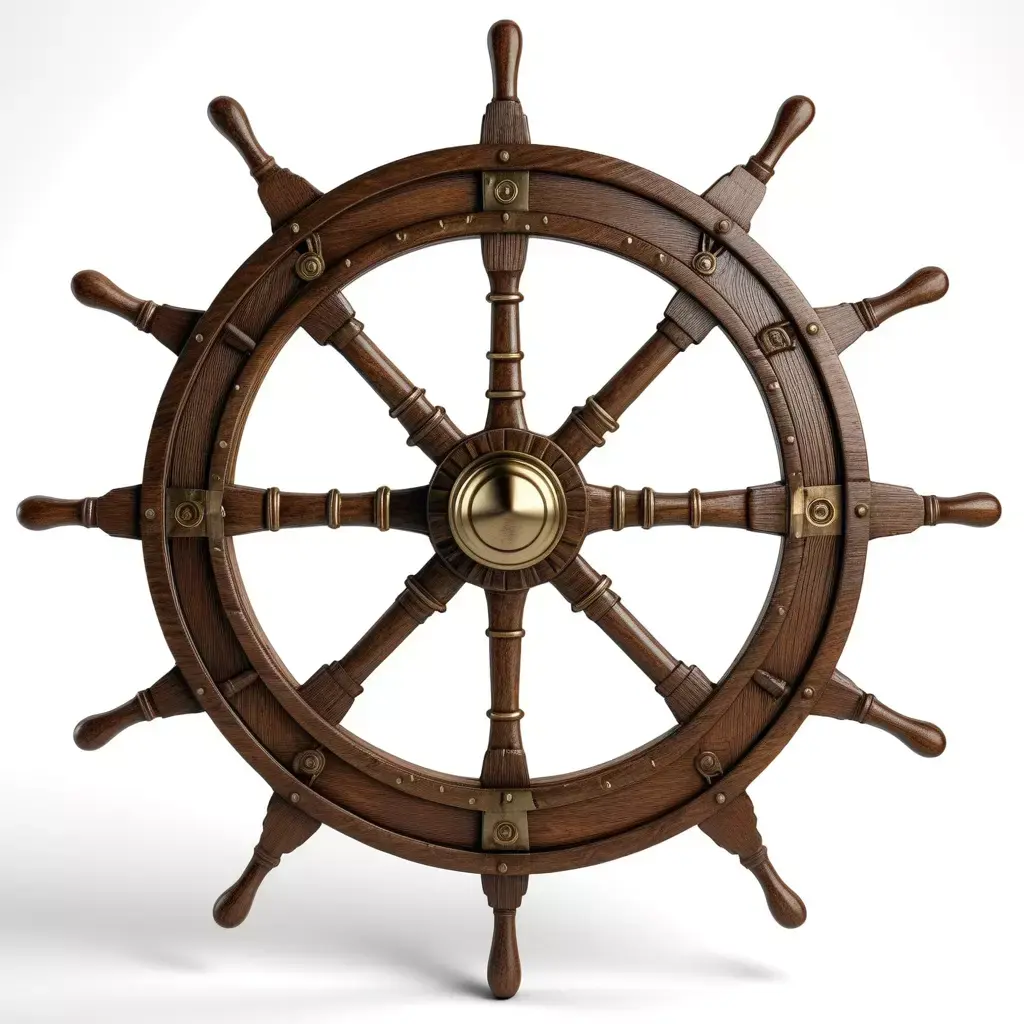 Vintage Wooden Ship Wheel 3D model
