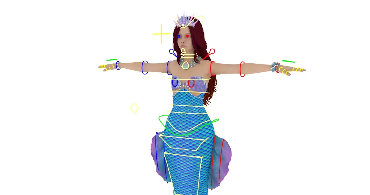 GameReady 3D Mermaid Model with Rig  Low-poly 3D model