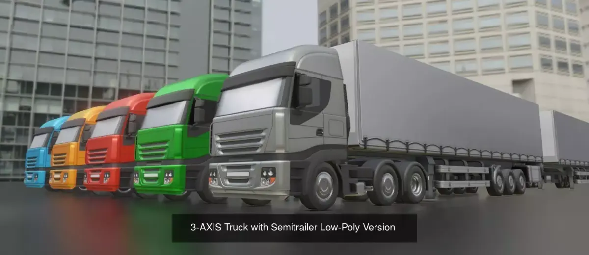 3-AXIS Truck with Semitrailer Low and High-Poly Package purchase