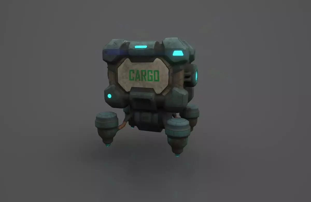 3D Cyberpunk Cargo Drone Crate  GameReady Low Poly Model Low-poly 3D model