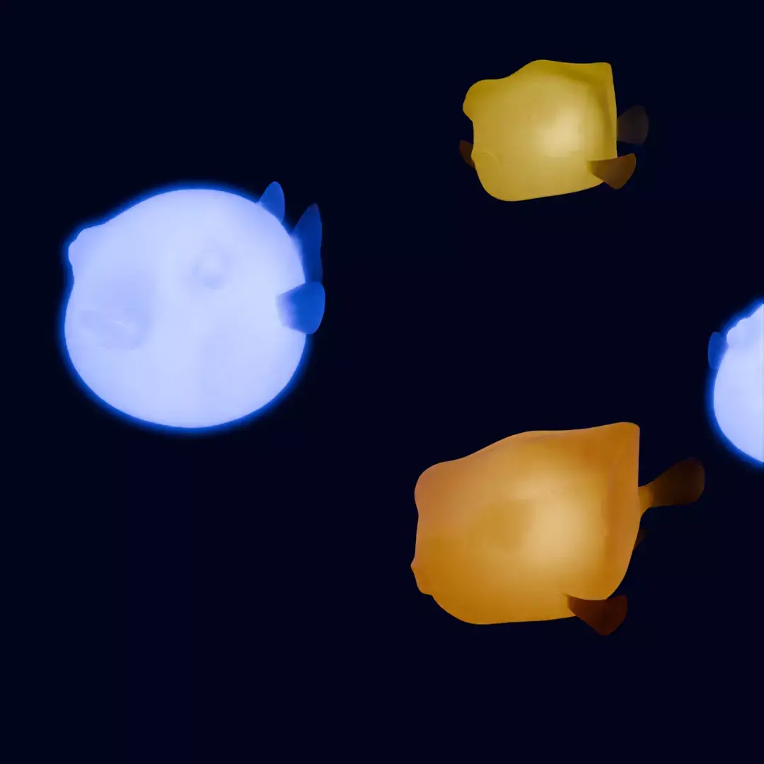 Indirect lighting with pufferfish and boxfish 3D model