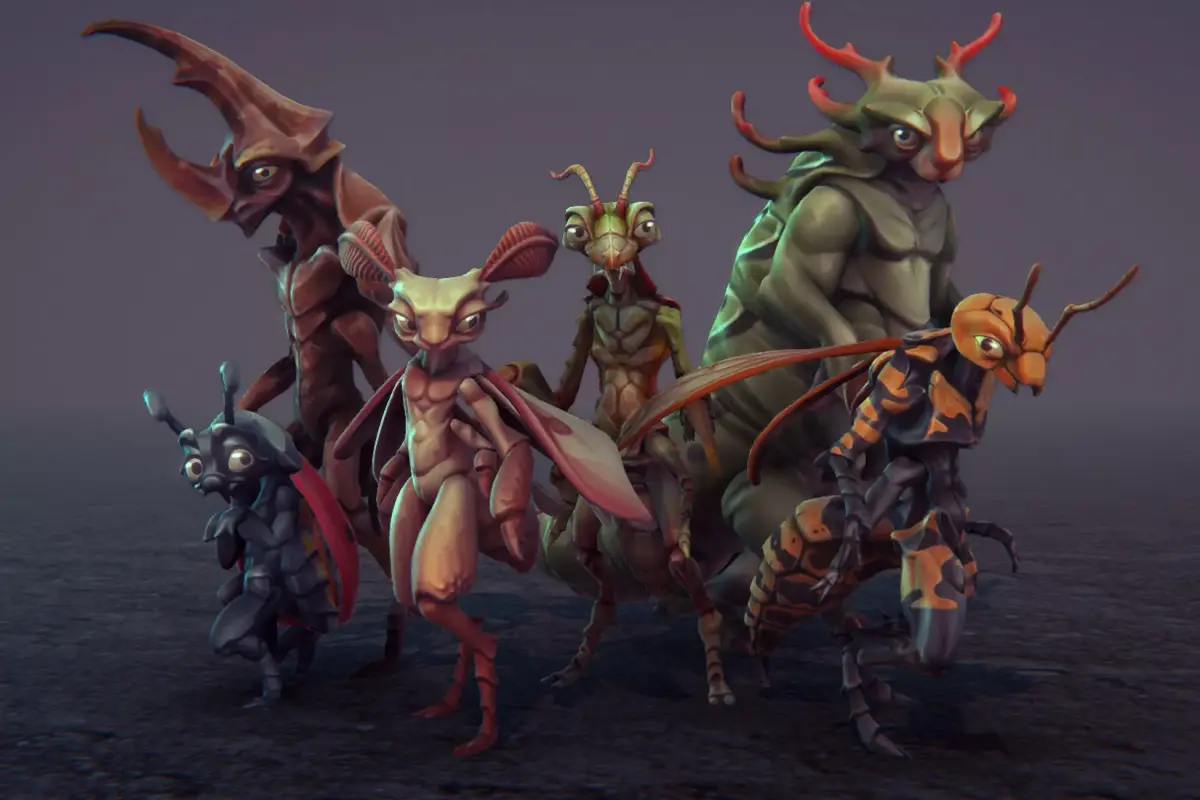 Insect Characters Low-poly 3D model