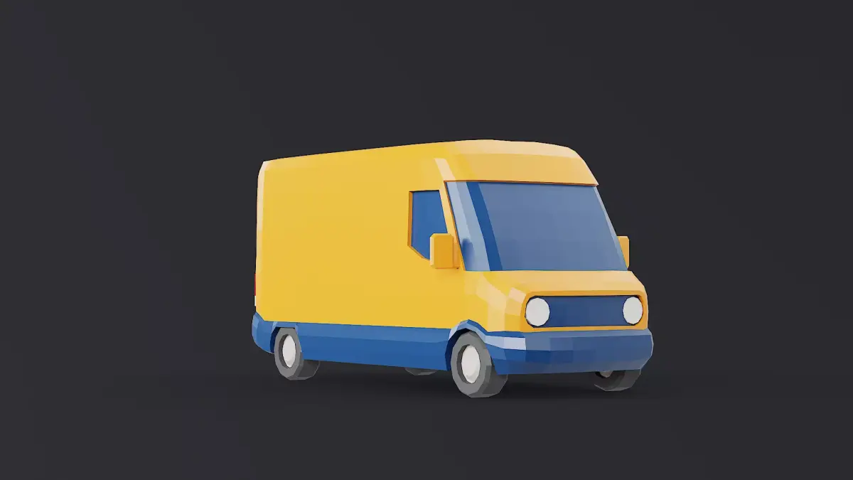 Modern Electric Delivery Van Stylized Low-poly 3D model