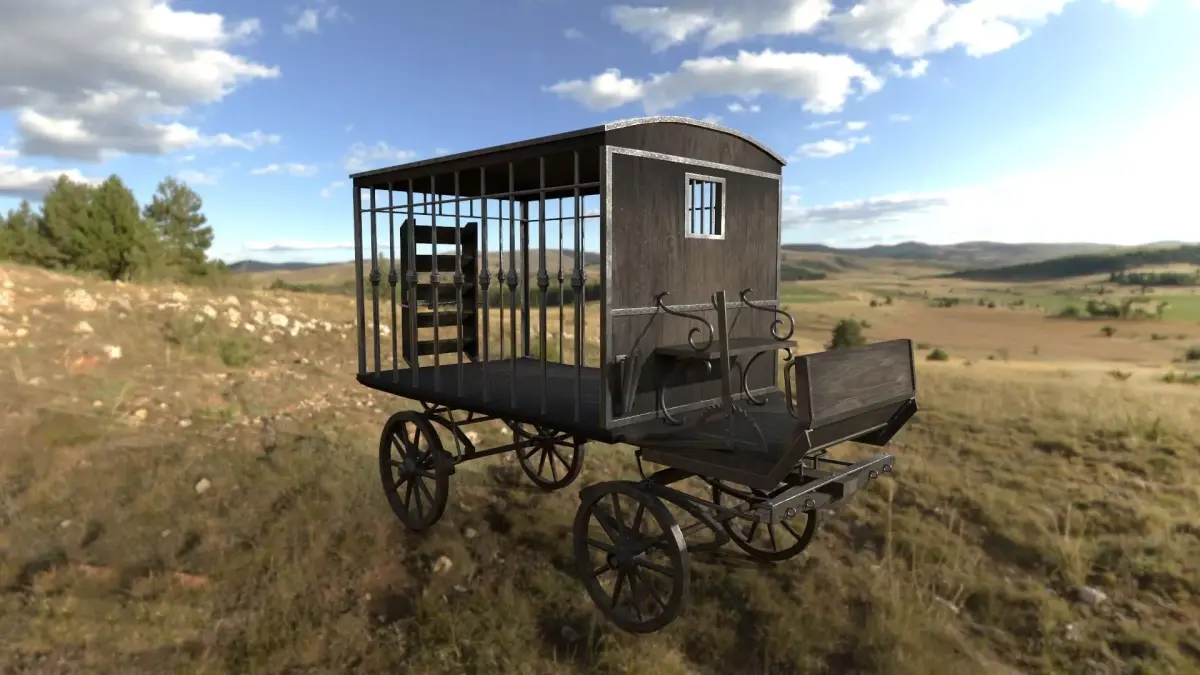 Realistic Medieval Prisoner Carriage Low-poly 3D model