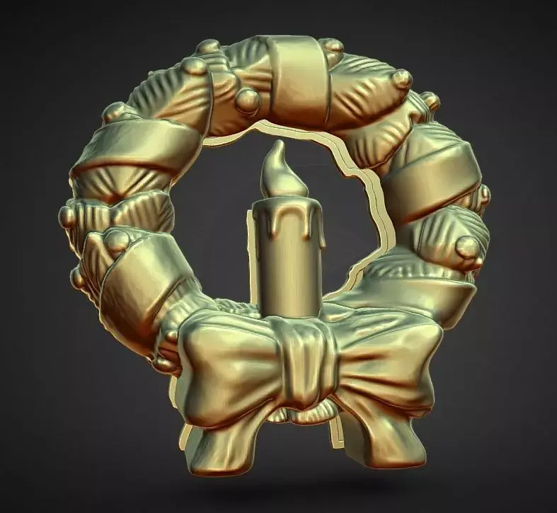 Christmas wreath decoration solid and 2 part for led lights 3D print model