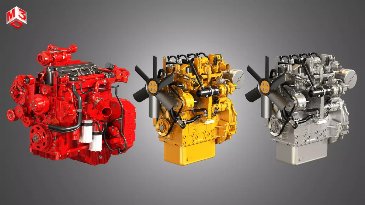 4 Cylinders Diesel Engines 3 in 1 3D Model Pack purchase