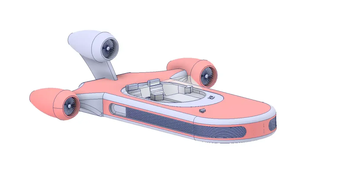 Starwars X34 landspeeder scale 1 in 87 3D print model