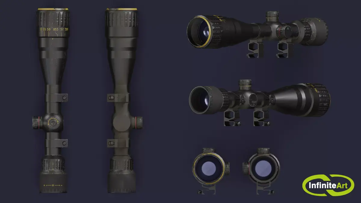 Sniper scope Low-poly 3D model get