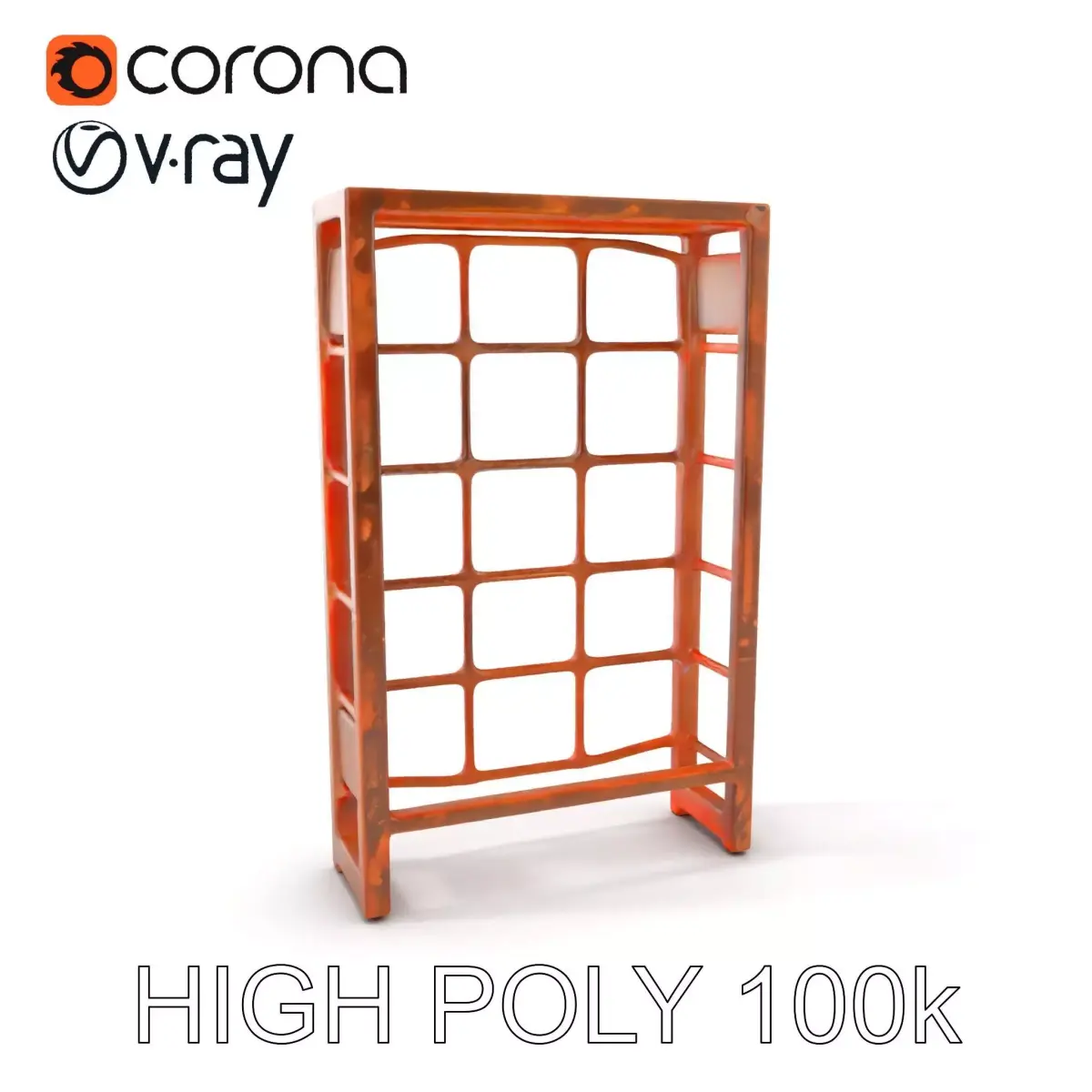 Industrial Metal Grid Shelf Model Pack Low-poly 3D model