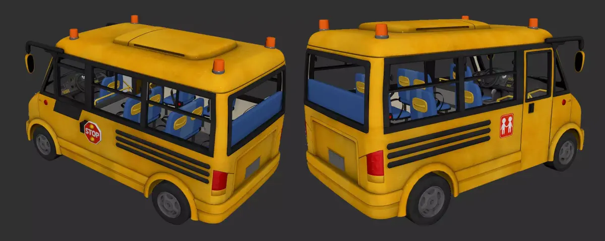 cartoon school bus 3D model buy