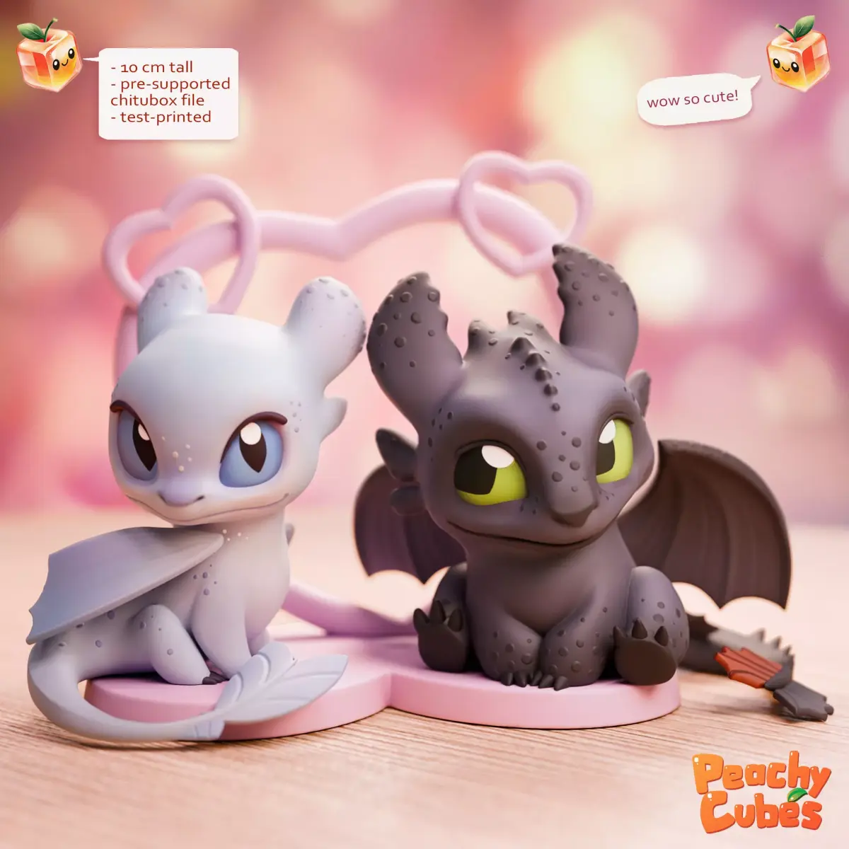 Toothless and Light fury 3D print model