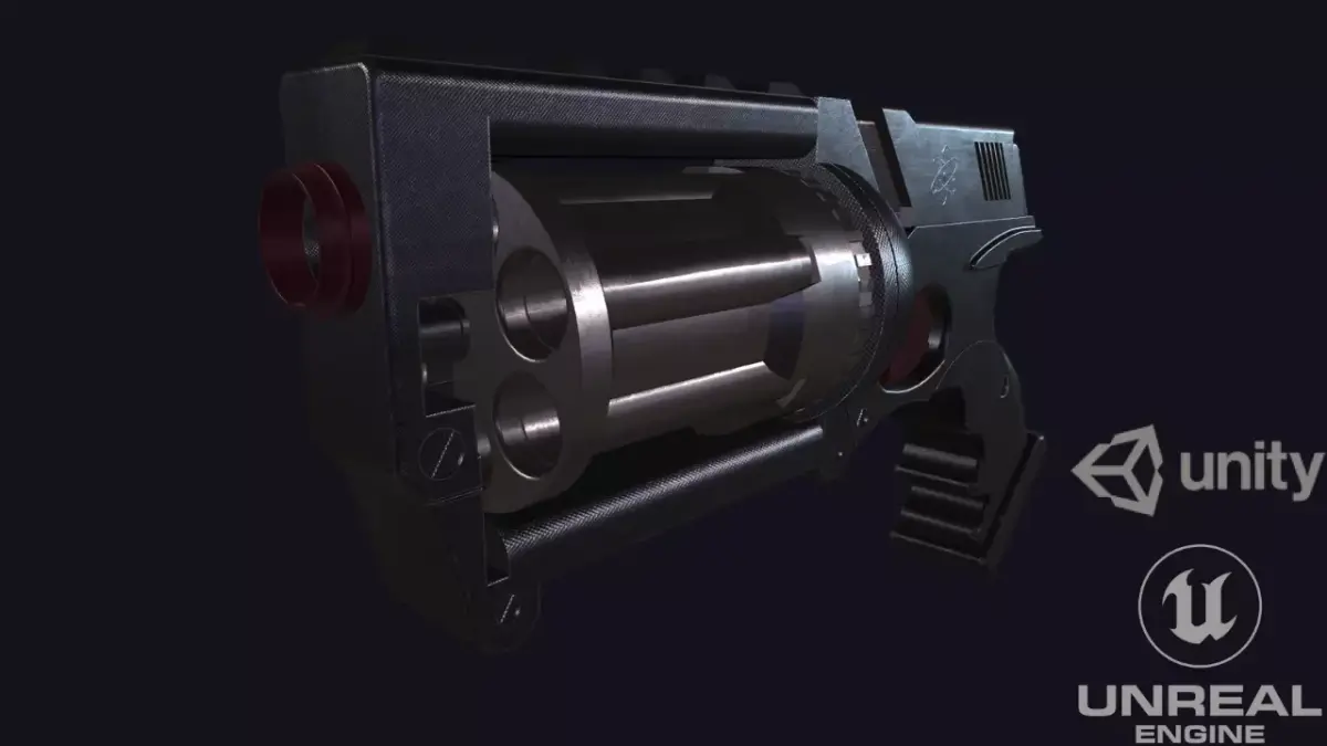 SCI fi revolver Low-poly 3D model purchase