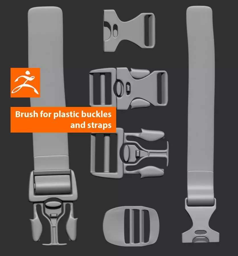 Brush for plastic buckles and straps 3D model