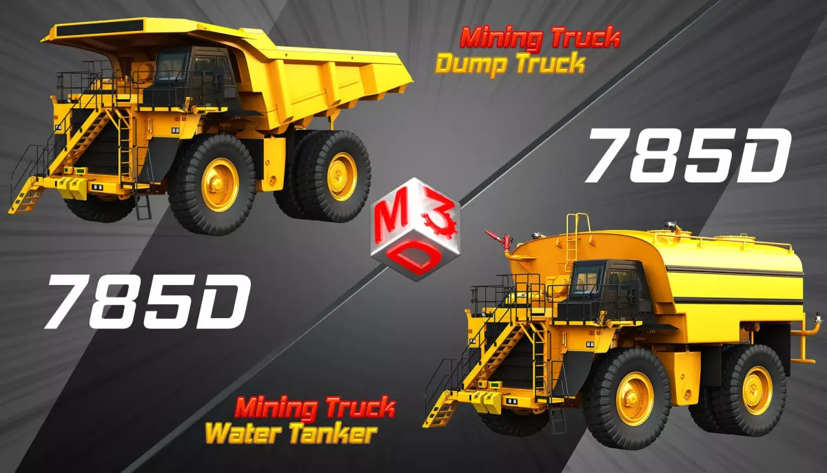 785D Mining Truck 2 in 1 3D Model Pack