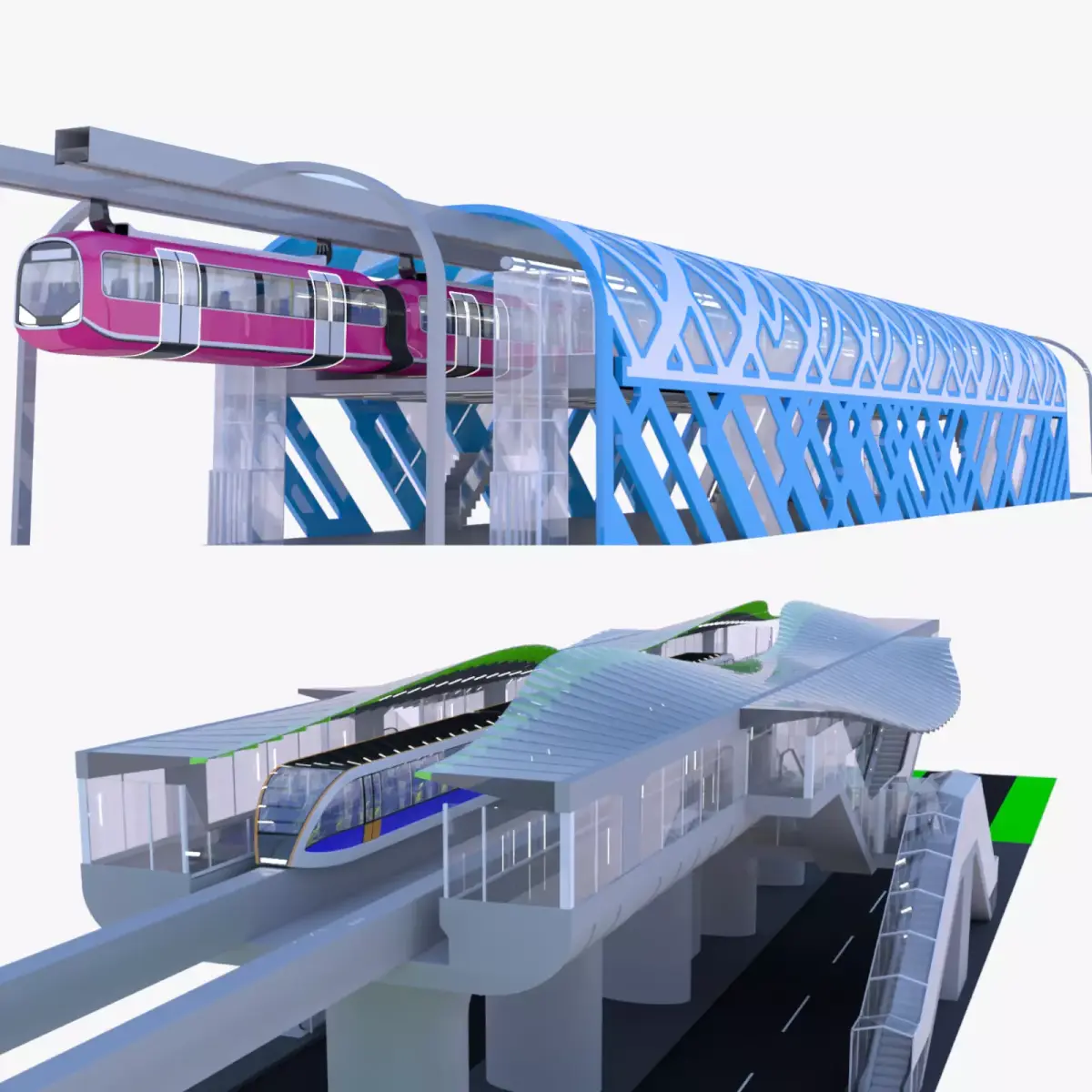 Monorail stations 2024 collection III 3D Model Pack purchase