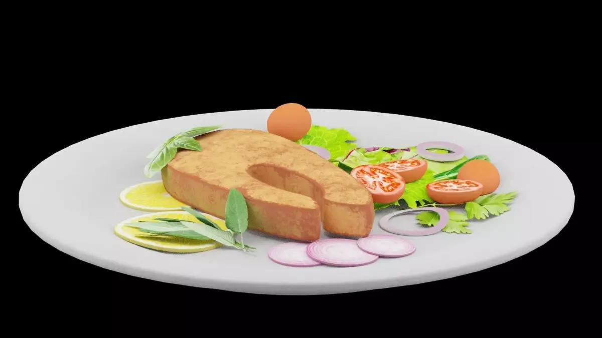 Fish With Vegetables Low-poly 3D model