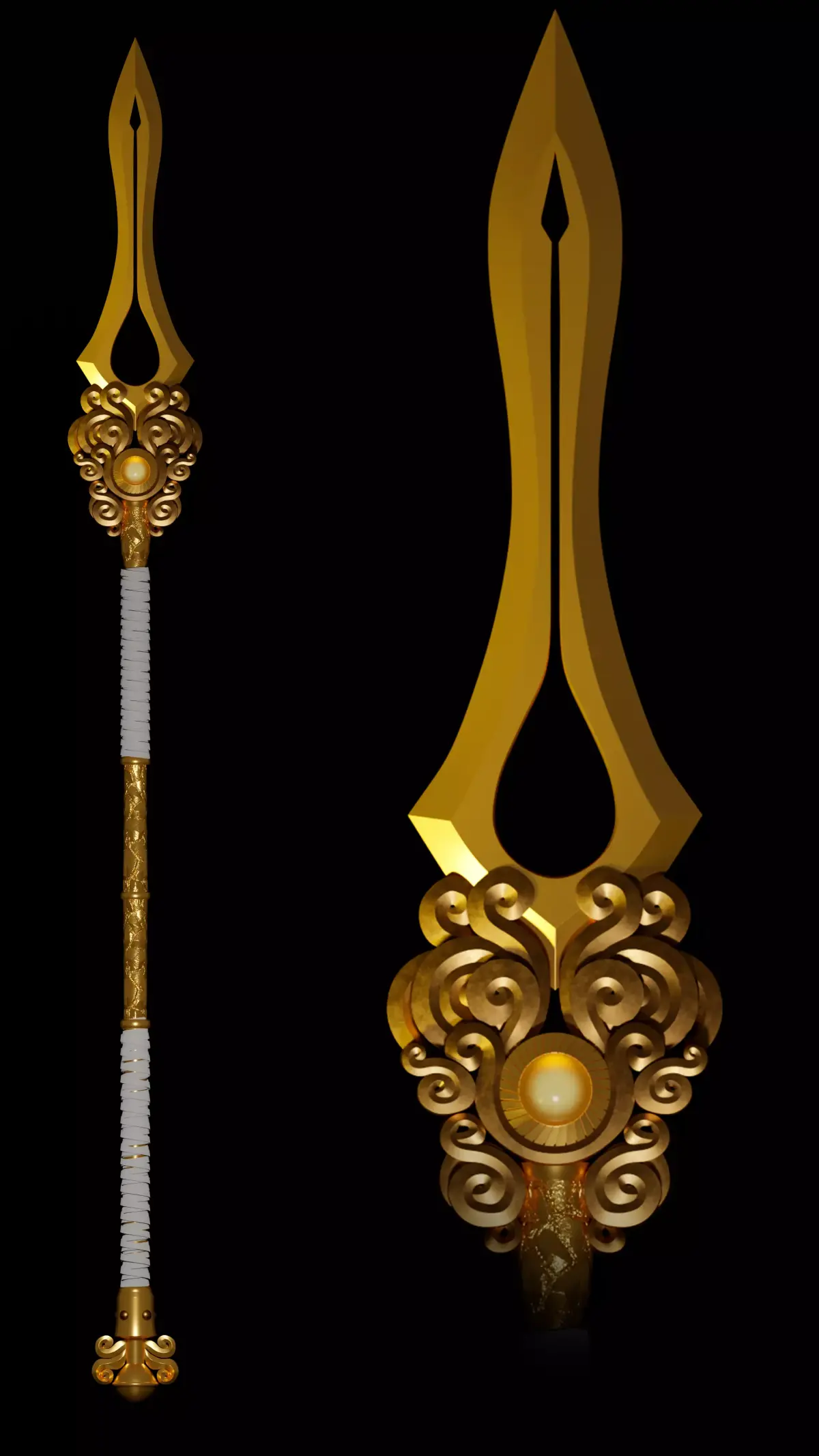 Gold spear  Free low-poly 3D model