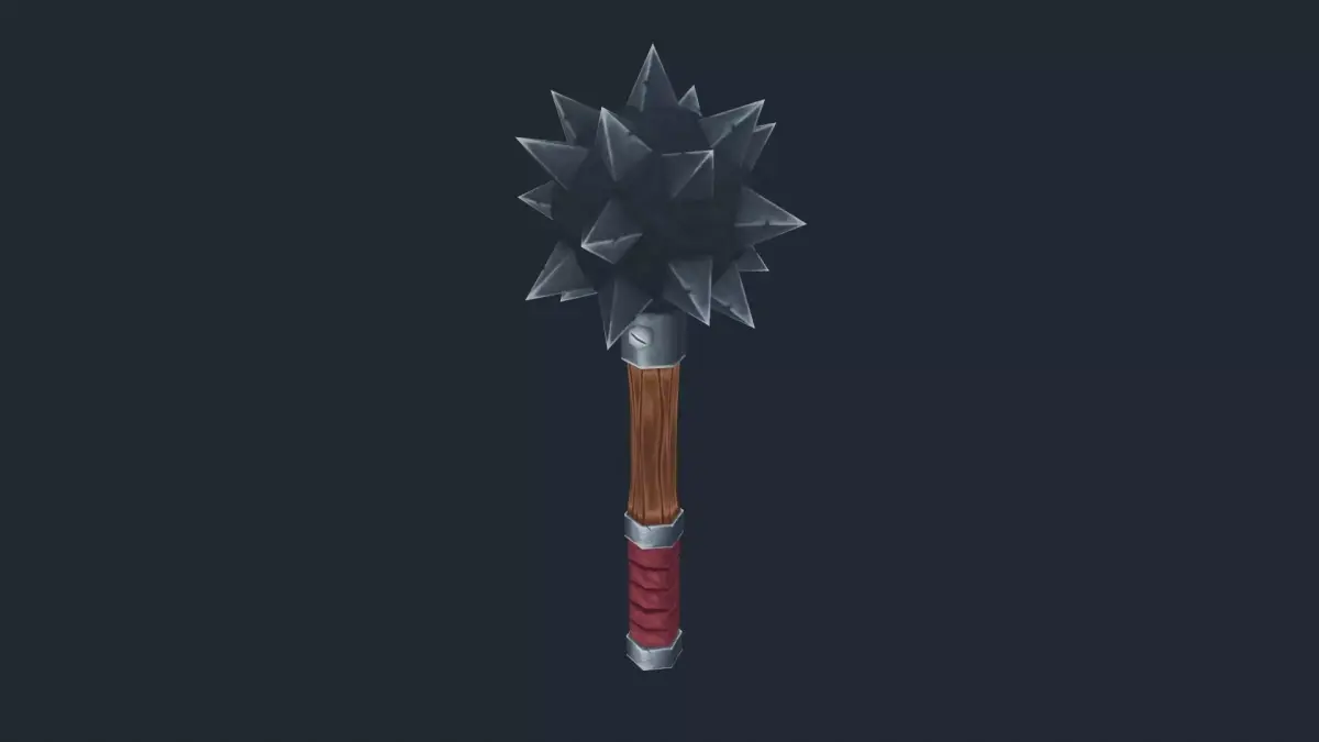Handpainted Fantasy Medieval Simple Steel Mace Free low-poly 3D model
