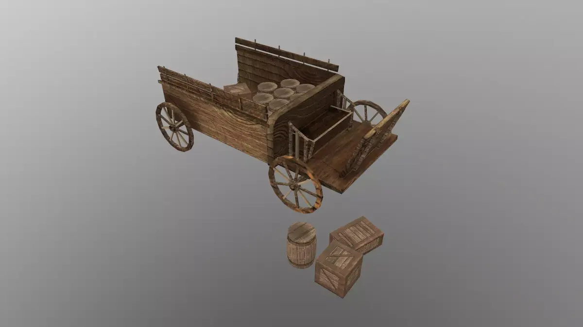 Medieval Cart 2 Low-poly 3D model