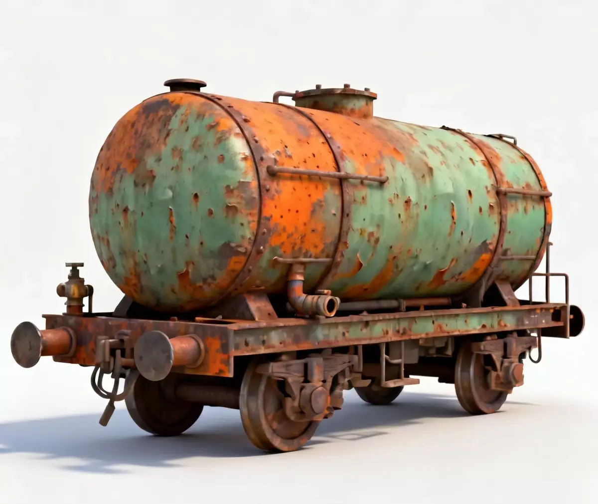 Wrecked Post-Apocalyptic Tanker Red Train 3d model Low-poly 3D model