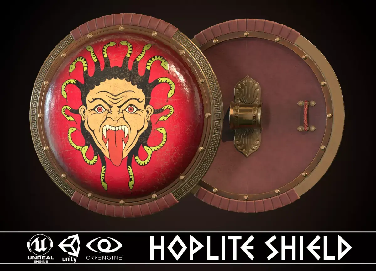 Hoplite Shield Gorgon Low-poly 3D model