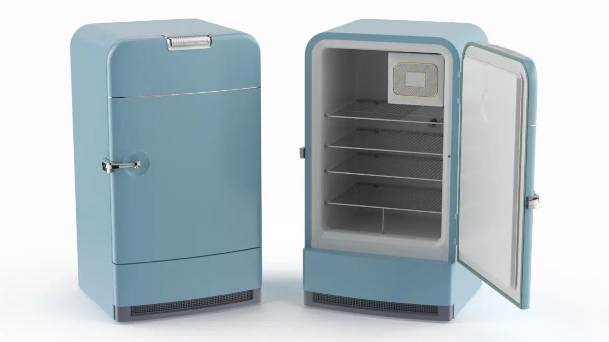 Retro Kitchen Refrigerator Unit Blue 3D model