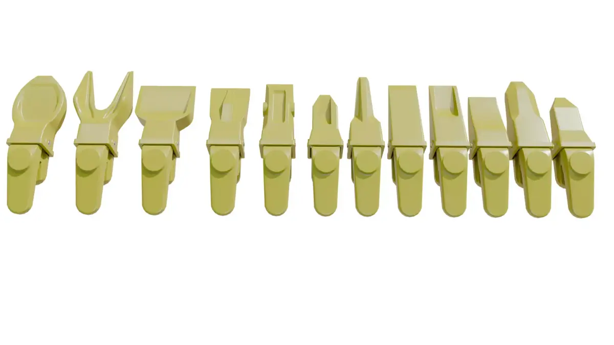 Bucket Teeth Pack Universal Excavator Loader Attachments  Low-poly 3D model