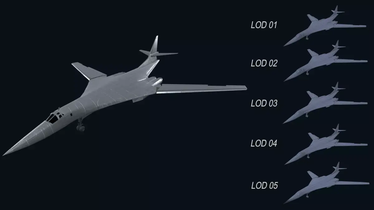 Asset - Army - Tupolev Tu160 - 3D MODEL Low-poly Low-poly 3D model