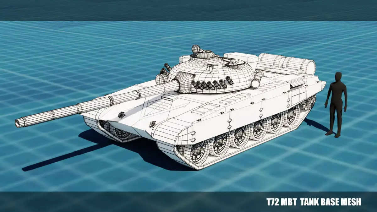 T72 MBT TANK BASE MESH  Low-poly 3D model