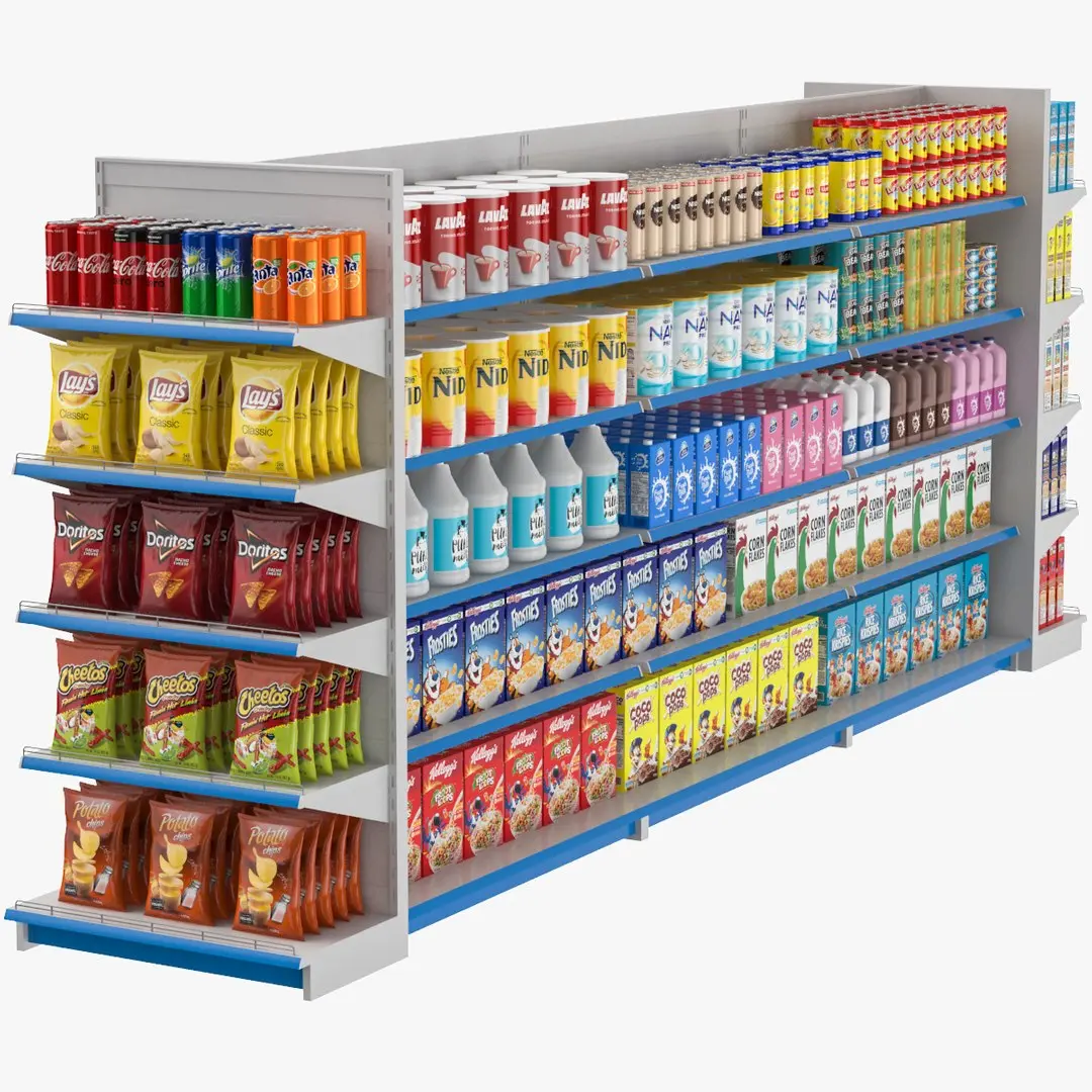 Supermarket Grocery Shelves 01 3D model