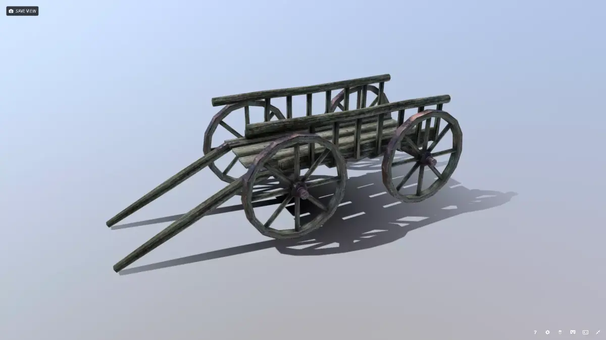 Medieval Cart Low-poly 3D model 5