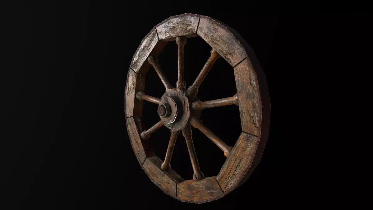 Wagon Wheel 8 Low-poly 3D model