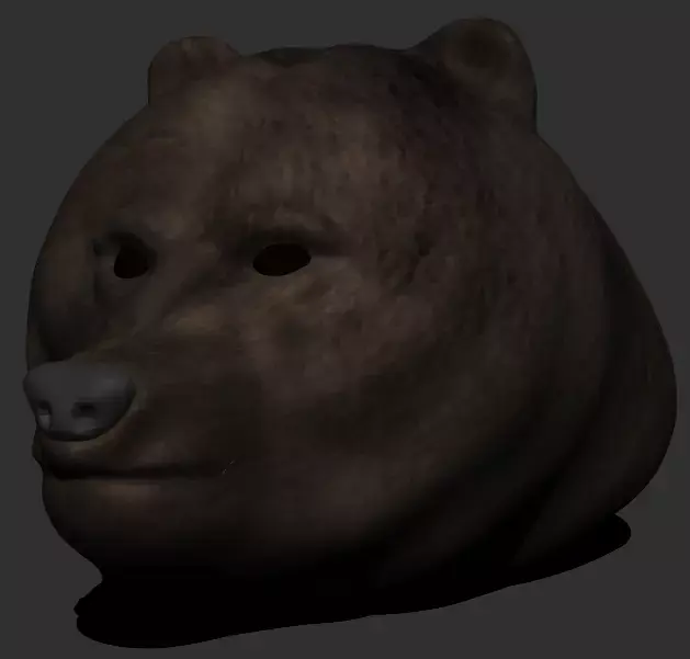 Bear 3D model head with eyes 3D model