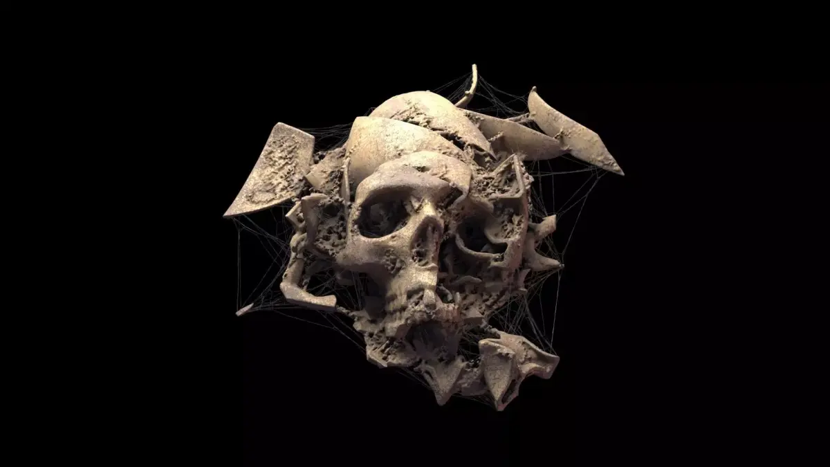 Broken Skull with Spider webs 2 3D model