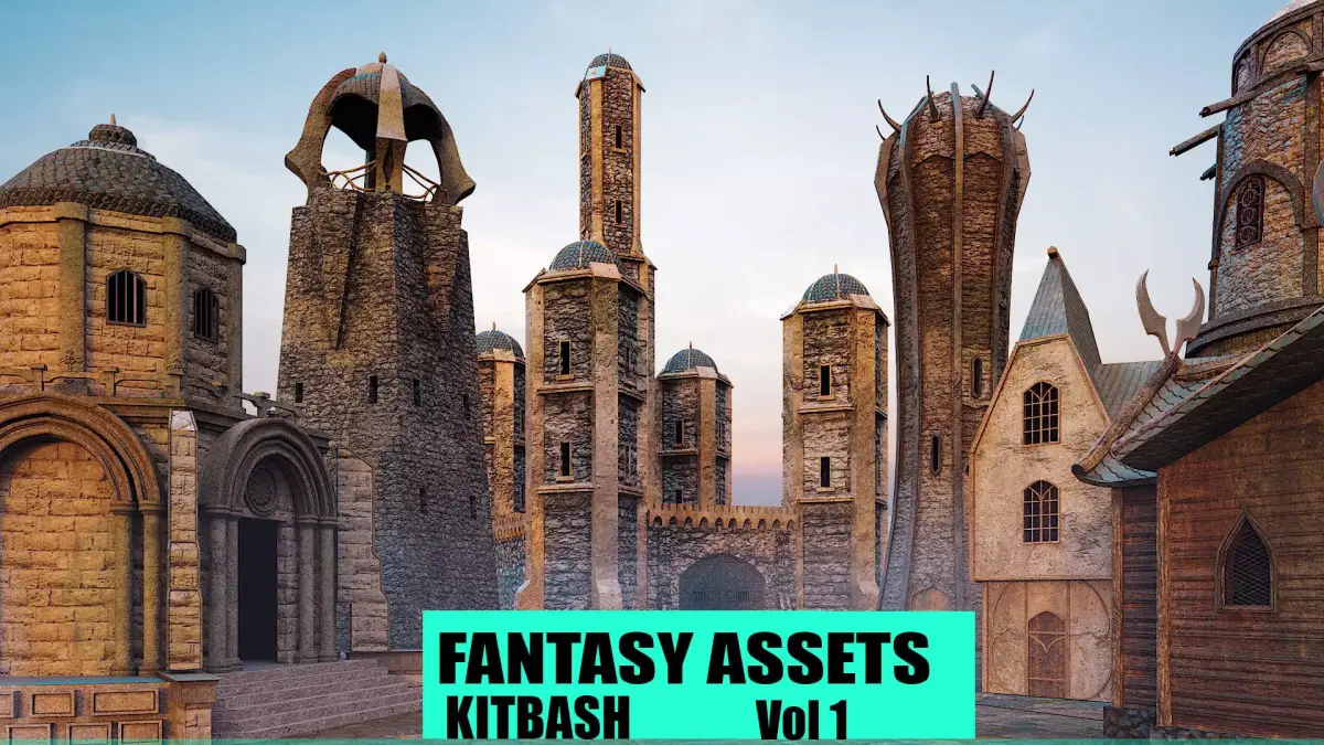 KITBASH-FANTASY ASSETS Vol 1 Low-poly 3D model