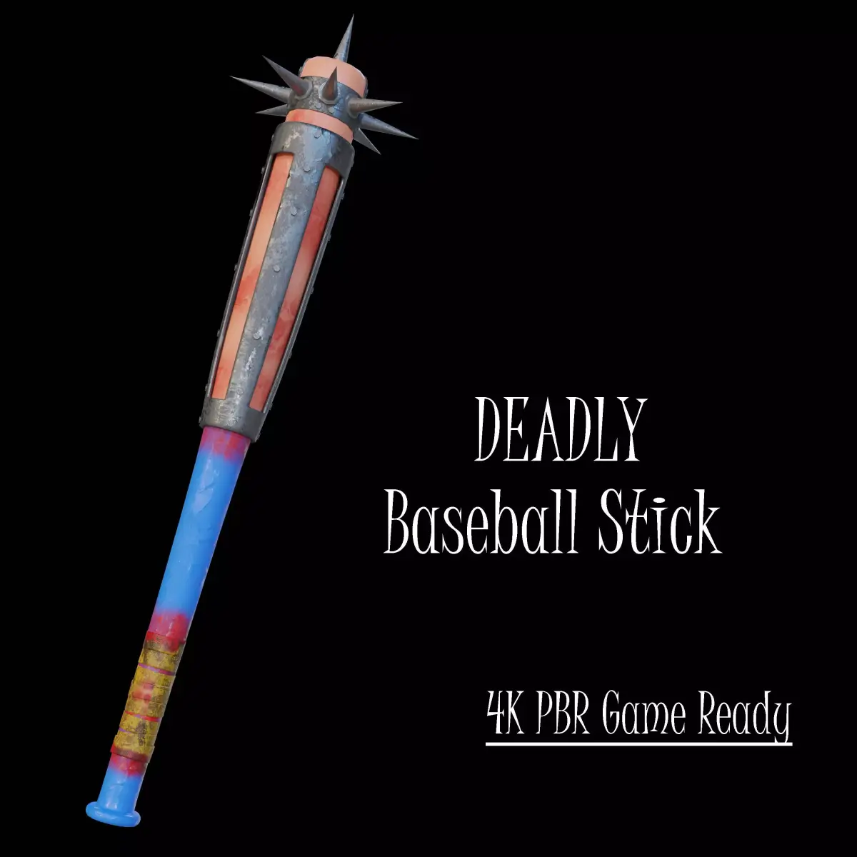 Deadly Baseball Stick Melee Weapon - 4K Game Ready Low-poly 3D model