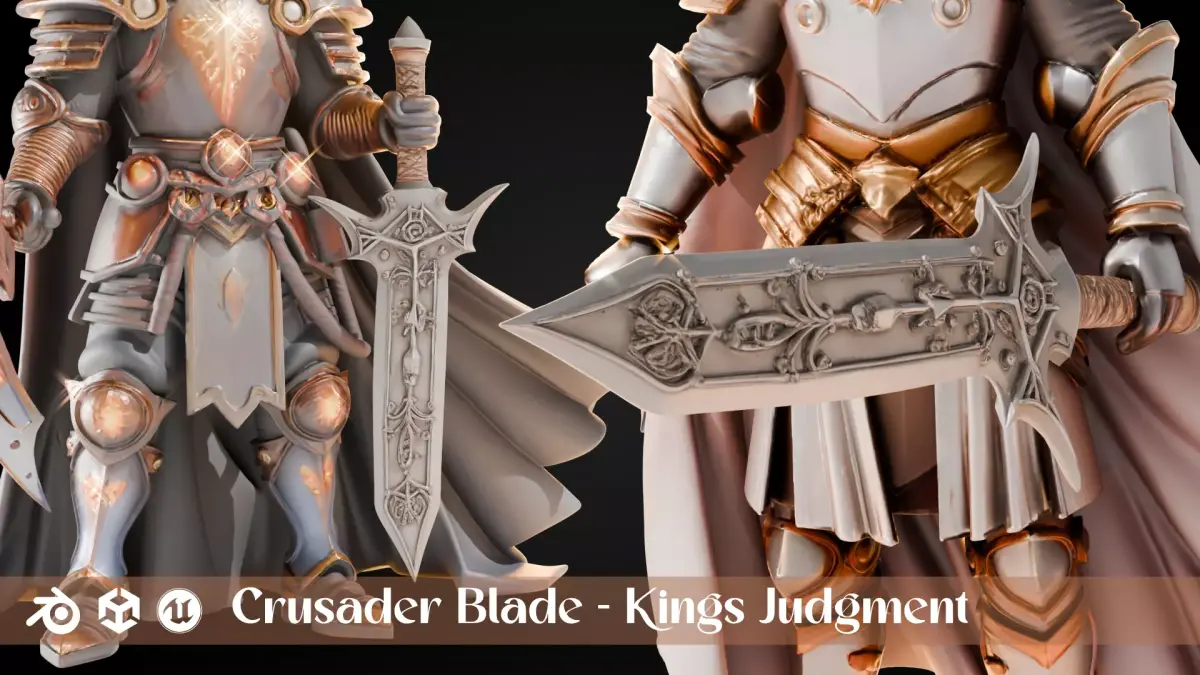 Stylized Sword - Crusader Blade Kings Judgment - Game Ready 3D model