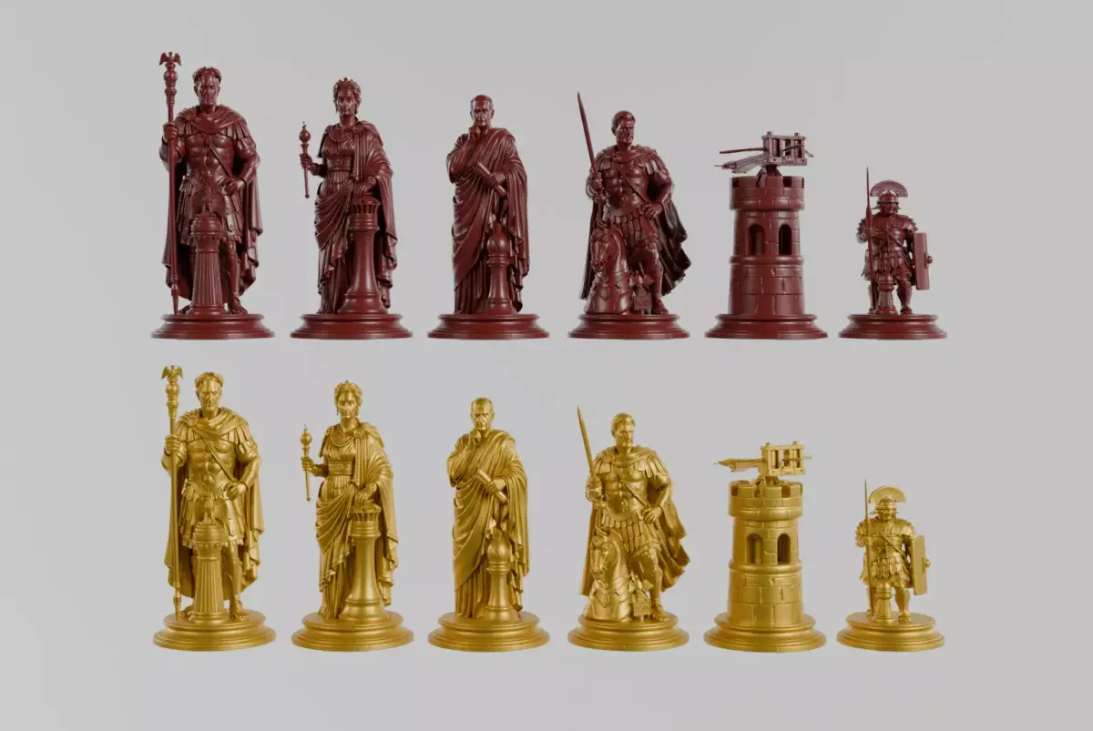 Roma Julio Cesar Historic Chess Set with Collection Box Free 3D print model